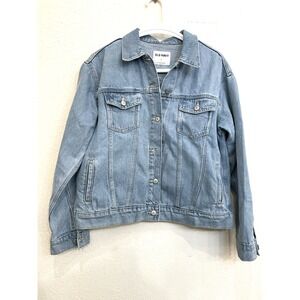 Old‎ Navy Denim Blue Jean Jacket Women's Large Trucker Classic Retro grunge Y2K